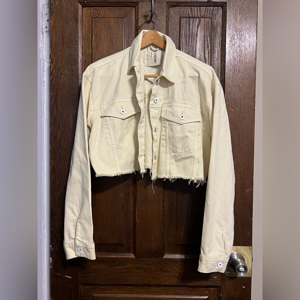 Fashion Nova Cream Jean Jacket Casual Style